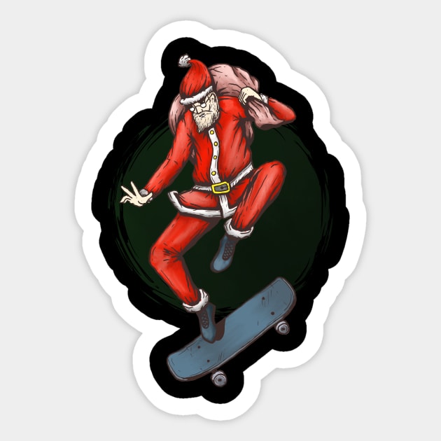 Cool skateboarding Santa Sticker by diardo